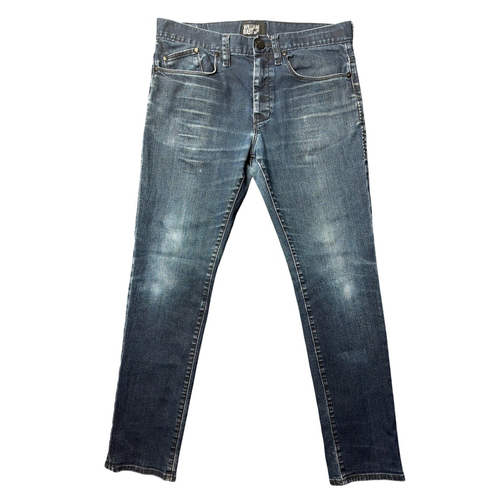 William Rast Jeans Mens 31x32 Taper Blue Dark Wash Button Fly Denim